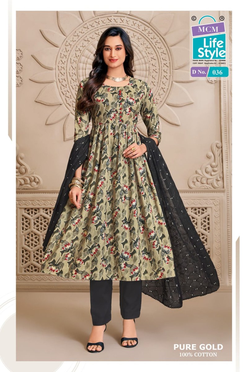 Pure Gold Vol 2 By Mcm Cotton Printed Umbrella Style Kurtis Set